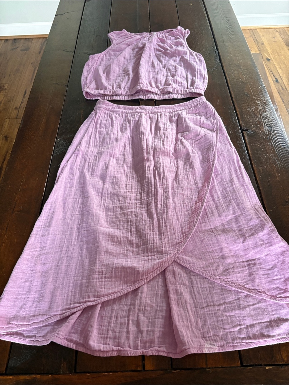 Pact Women's Light Pink Two-Piece Wrap Skirt Set